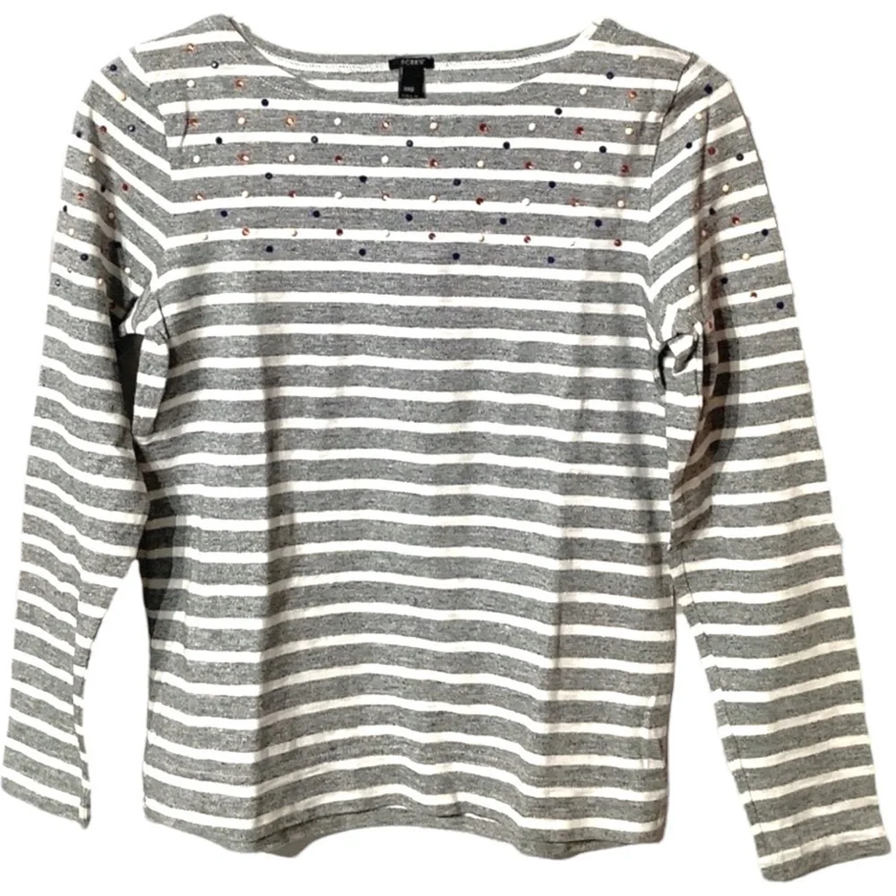 J.Crew - Sz XXS - matte & shiny beaded 3/4 arm top
